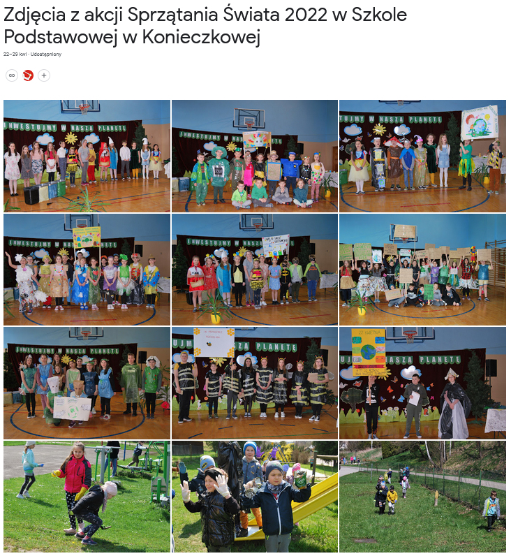 Zdjęcia z akcji Sprzątania Świata 2022 w Szkole Podstawowej w Konieczkowej