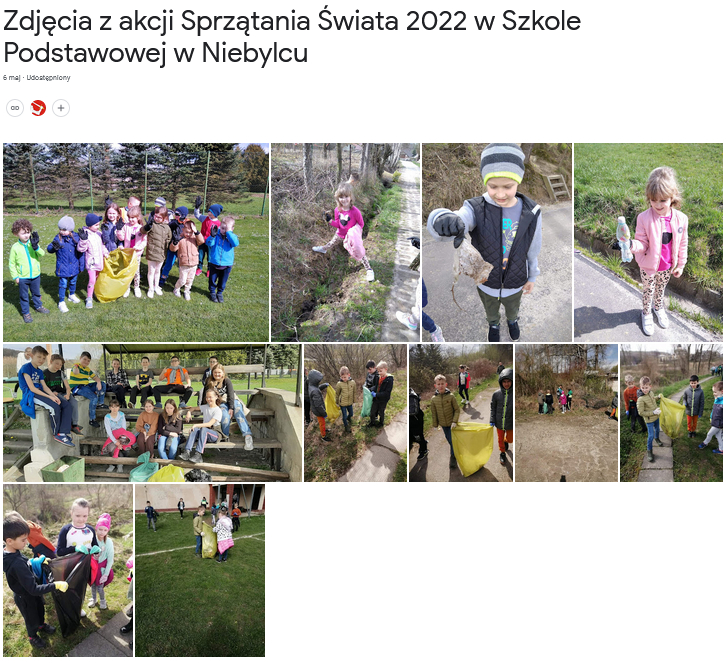 Zdjęcia z akcji Sprzątania Świata 2022 w Szkole Podstawowej w Niebylcu