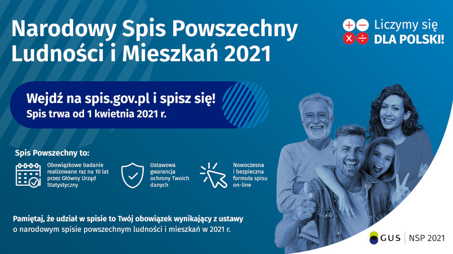 Plakat Narodowego Spisu Powszechnego Ludnośći i Mieszkań 2021