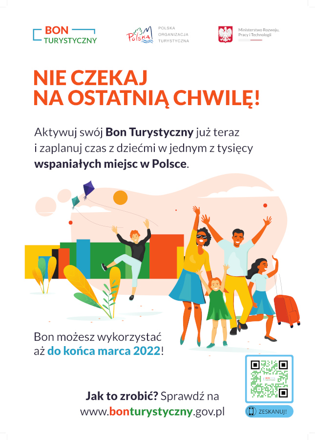 Plakat promujący Bon Turystyczny - http://bonturystyczny.gov.pl/